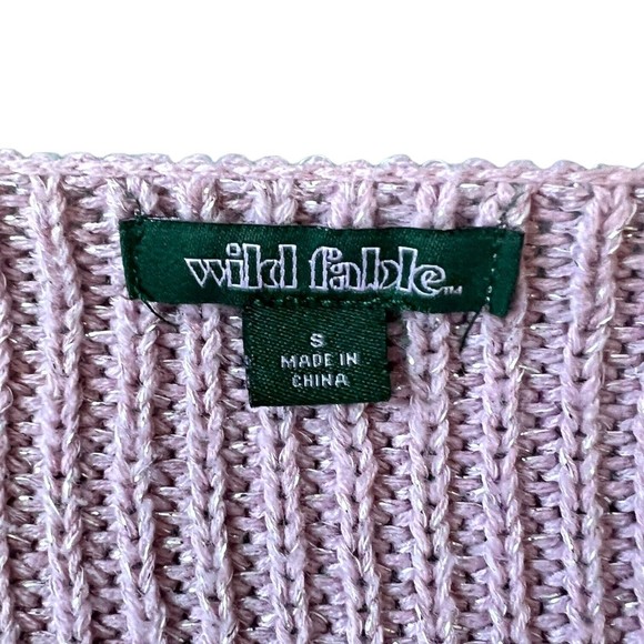 Wild Fable Cropped Sweater Purple Sparkly V-Neck Size Small S Long Sleeve Crop - Picture 6 of 10